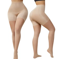 Women's Control Top Pantyhose High Waisted Semi-Sheer Stretch Comfort Waist