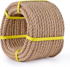 Jute Rope 1/2 Inch x 100Ft, Natural Hemp Rope, Thick Heavy Duty Twisted Cord ...