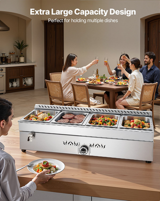 #ad 4 Pan Commercial Propane Steam Table for Restaurant Party Outdoor Camping $308.94