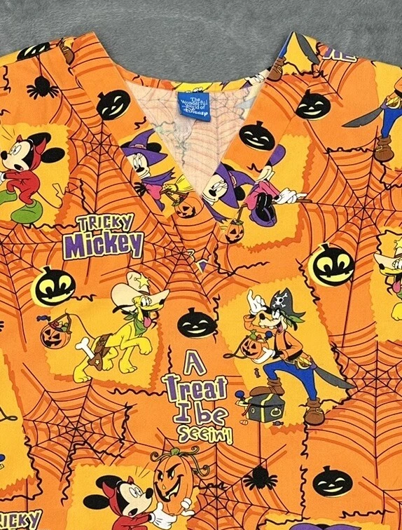 Blusa Médica Disney Mickey Mouse Mujer Grande Naranja Camisa Minnie Goofy Halloween Foto 2 de 4
