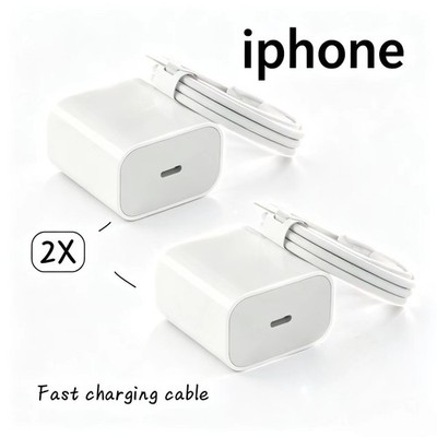 2X For iPhone 17 16e 15 14 13 12 11 PD 20W USB C Fast Charger block Type-C cable