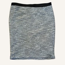 Loft Black Wool Blend TweedPencil Skirt Size 8 New With Tags