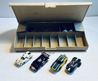 Lot of 4 Vintage AFX Aurora HO Slot Cars With Case!  CARS NOT TESTED  C2
