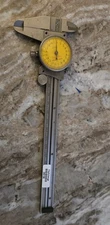 Starrett 120M-150 Dial Caliper, Stainless Steel Yellow Face 0-150mm Range 260196