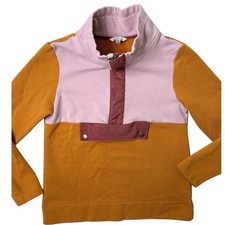 L.L. Bean Signature Anorak Colorblock Organic Cotton Blend Fleece Sweatshirt