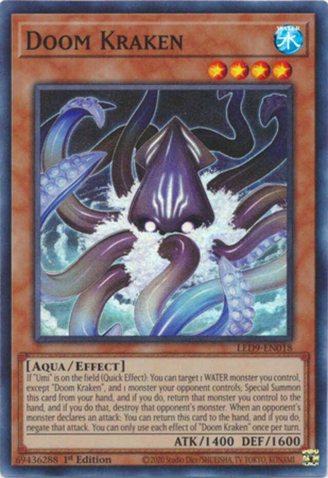 Doom Kraken - LED9-EN018 - Super Rare - 1st Edition Near Mint, English Yugioh!