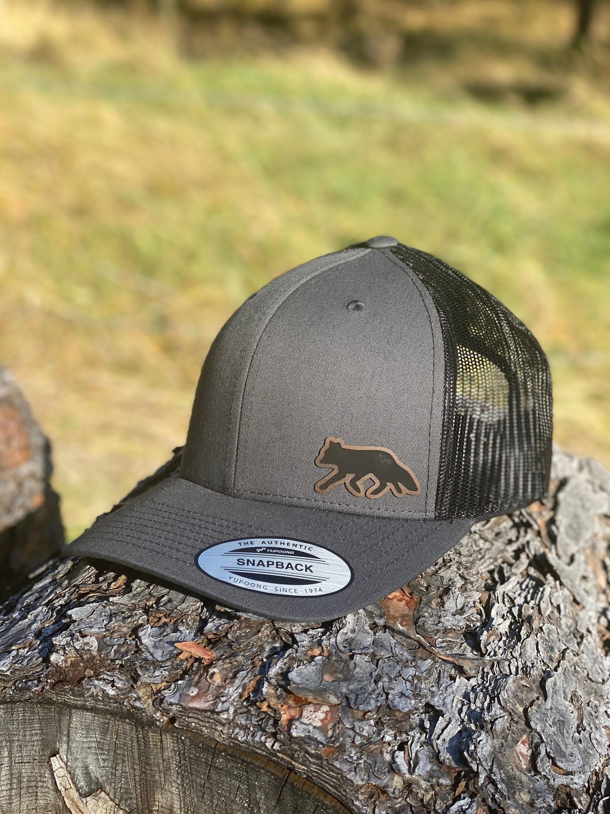 &ndash; Snapback Trucker Hat With Engraved Fox Silhouette Patch,