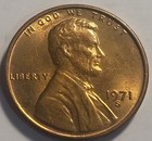 1971-S Lincoln Wheat Penny in full red (RD) color, struck on 95% copper planchet — photo 1