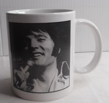 ELVIS PRESLEY Black & White Collectors Coffee Mug  2015 ABG EPE IP LLC 4"Hx3.25"