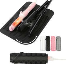 Silicone Heat Resistant Mat for Hair Tools, 11" X 7.5", Black Anti-Slip Counte