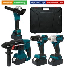 4 Sets Cordless Tools Combo Kit Set Drill and...