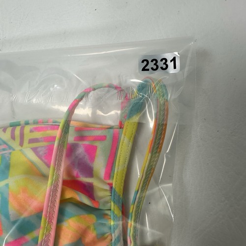 Victoria's Secret PINK Wrap Criss Cross Bikini Top Size M Colorful Geometric - Picture 10 of 10