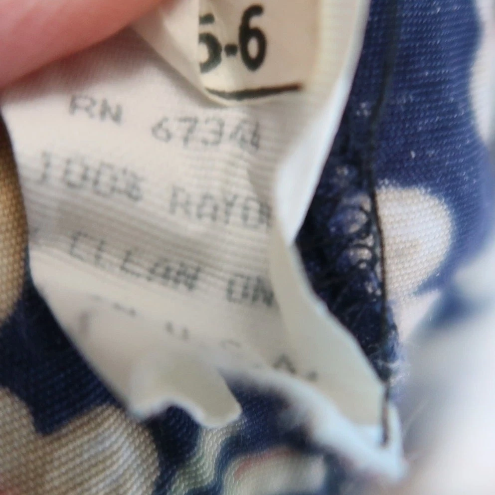 VETEMENTS E.D. vintage anni 80 Abito midi Michaels blu navy e panna floreale con colletto in pizzo 6