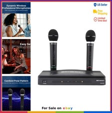 Professional Dual Wireless Microphone System Receiver 2 Mics Karaoke DJ Singing