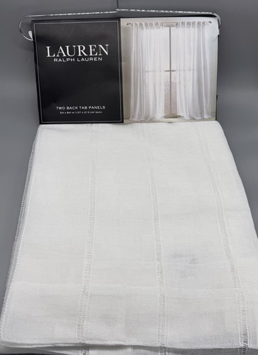 Ralph Lauren Hamilton 2 Fenster Vorhangpaneele 54x84 Winterweiß durchsichtig Saumstich - Bild 7 von 10