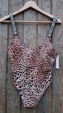VICTORIA  S SECRET Rhinestone Strap Leopard Vardia One-piece Swim wear Small New