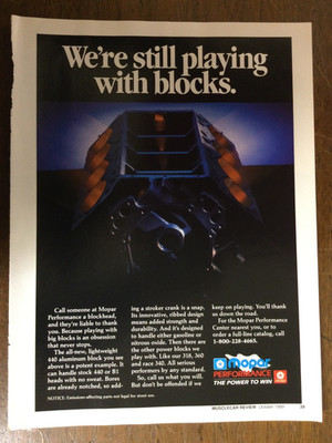 Misc 4635 Advertisement Mopar Performance We're still playing with blocks 11/'89