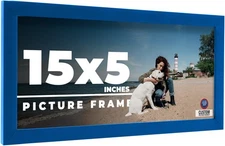 15x5 Frame Blue Solid Wood Picture Frame Width 0.75 Inches | Interior Frame Dept