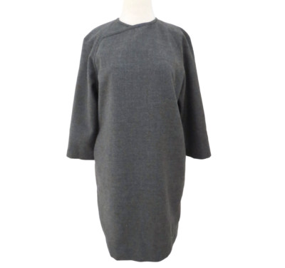 TRADEMARK gray wool Shift dress sz 8 | eBay
