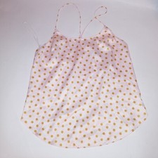 Victoria Secret Camisole Tank Top Sleepwear XS Cream Satin Polka Dots Sleeveless