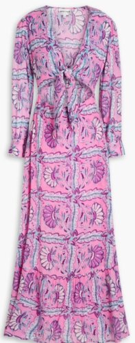 ANTIK BATIK Hupa gathered printed cotton-voile maxi dress Sz L 42 NWT$317