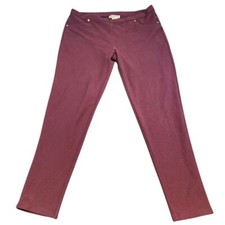 Michael Kors Ponte Knit Pants Pull On Stretch Maroon Gold Accents M