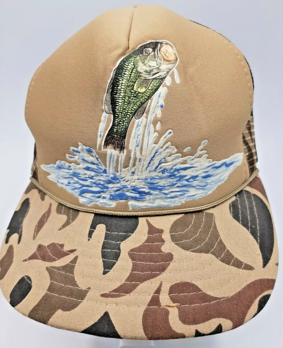 Vintage Fishing Themed Baseball Hat Trucker Cap