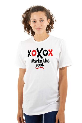 Valentine's Day XOXO Marks The Spot Heart Womens Graphic Crewneck T Shirt Tee - Picture 3 of 7