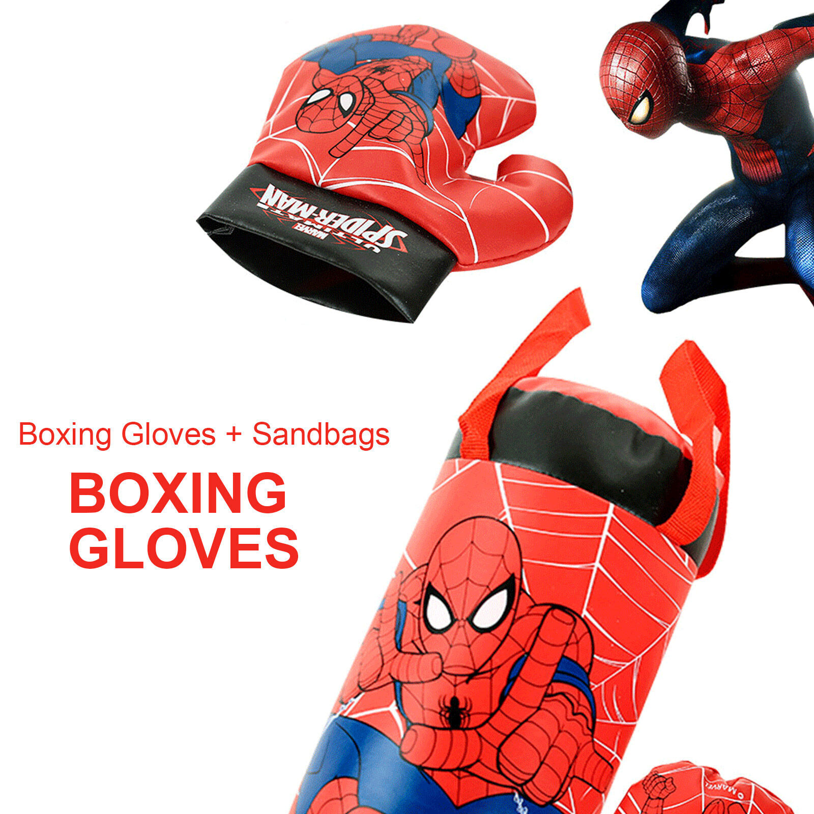 AU Kid's SpiderMan Punching Bag Boxing Gloves Toy Set Kick Training