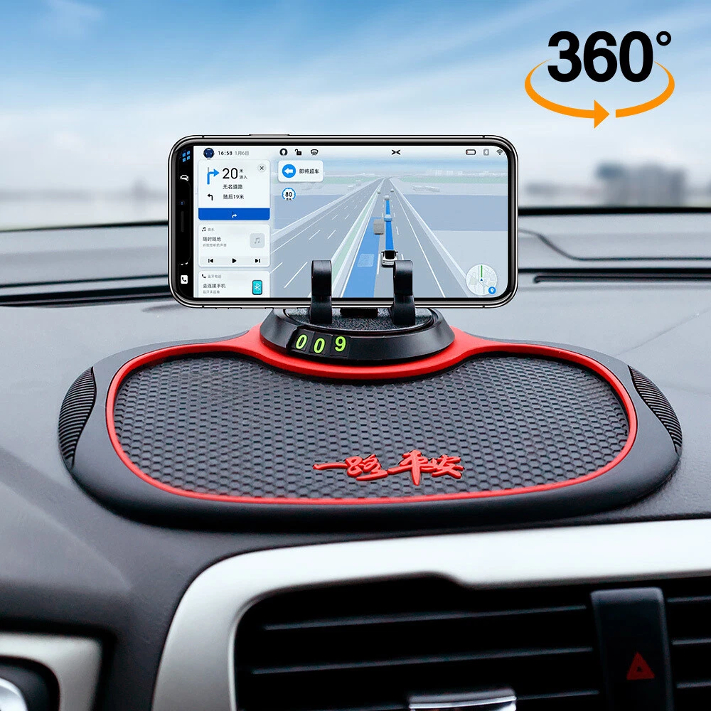 Tapis Antidérapant Voiture, 4 en 1 Tapis Téléphone Voiture Antidérapant  avec 360° Support Rotatif 