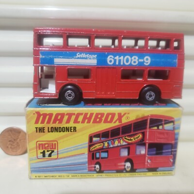 LESNEY ENGLAND 1981 MB17B Red SELLOTAPE PACKAGING SYSTEM Londoner Bus VG/EXC Bxd