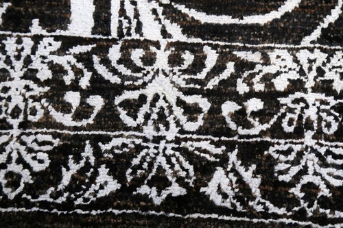 BLACK/ SILVER Abstract Versace Design Area Rug Hand-knotted Wool Silk Carpet 4x6 - Picture 7 of 12