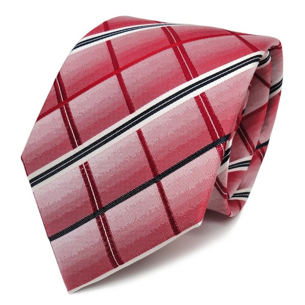 Designer Seidenkrawatte Rot Signalrot Weiss Royal Gestreift - Krawatte Seide-image