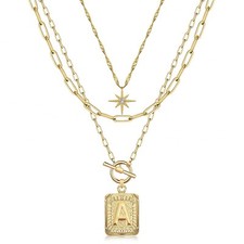 MJartoria Layered Initial Necklaces for Women Trendy, 14K Gold Plated Simple ...