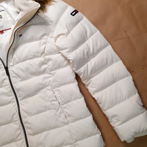 Tommy Hilfiger Damen Daunenjacke Anorak Gr. S Weiß Steppjacke Gefüttert Webpelz - Bild 5 von 17
