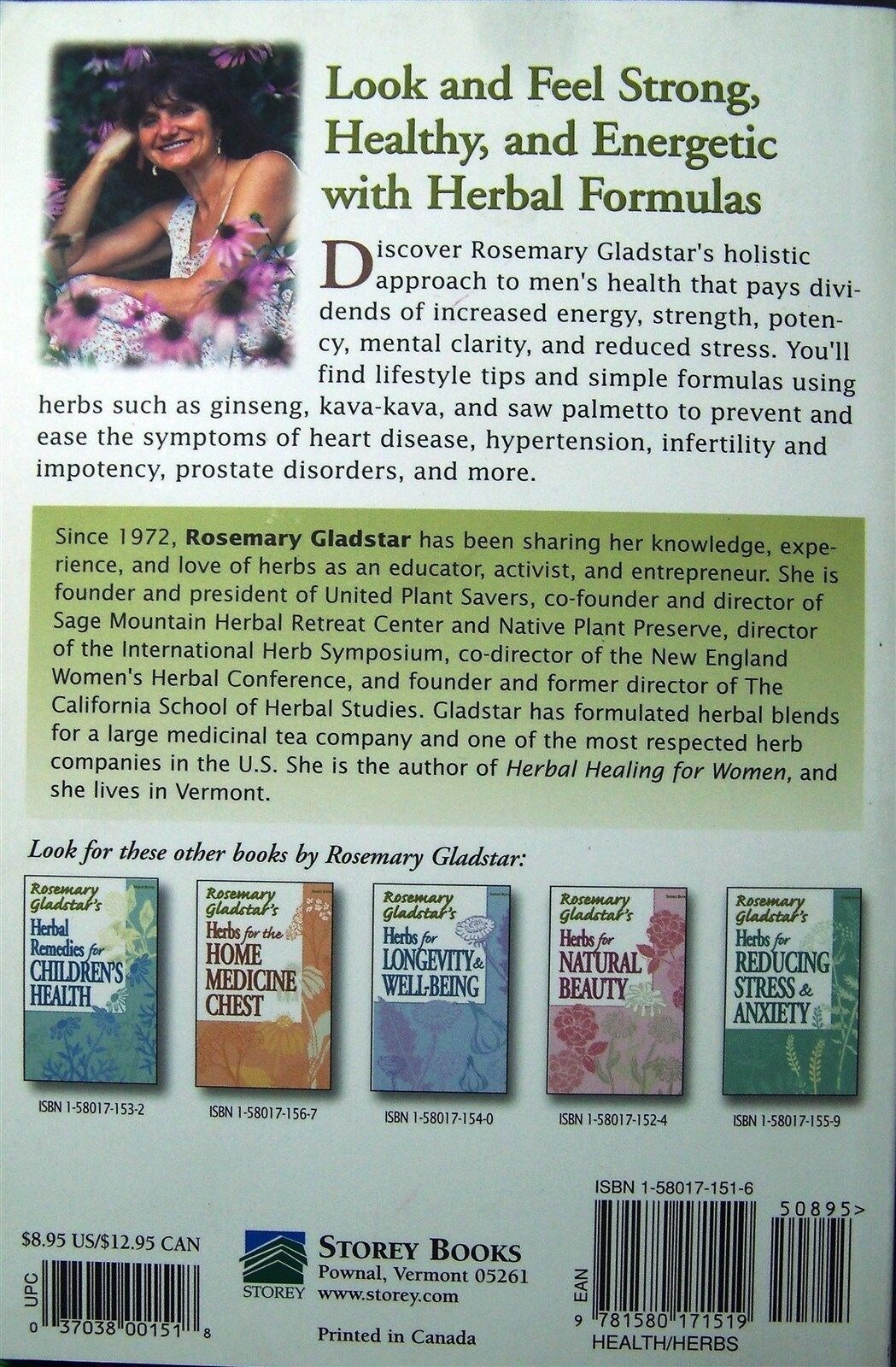Herbal Remedies for Men's Health by Rosemary Gladstar (1999, Trade