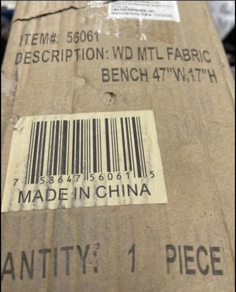 Zimlay Industrial Wood And Iron Vintage Cart Cushioned Bench 56061 - Image 2 of 3