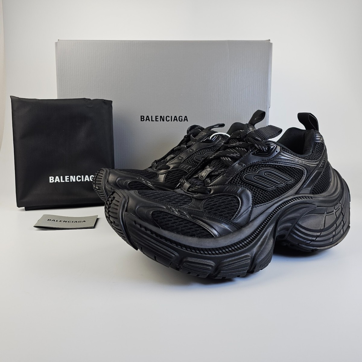 BALENCIAGA 10XL $1300 Men's Black Mesh Sneakers New And BALENCIAGA 10XL $1300 Men's Black Mesh Sneakers New And