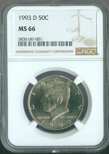 1993-D KENNEDY  HALF DOLLAR NGC MS-66 QUALITY✔️