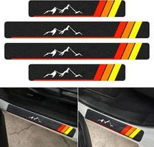 4X Car Carbon Fiber Leather Door Sill Sticker Protector For Toyota Tacoma Cab