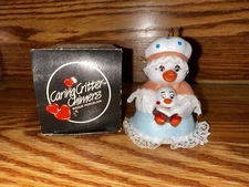 Vintage Jasco Caring Critter Chimer Porcelain Bell Ornament - Mother Baby Goose