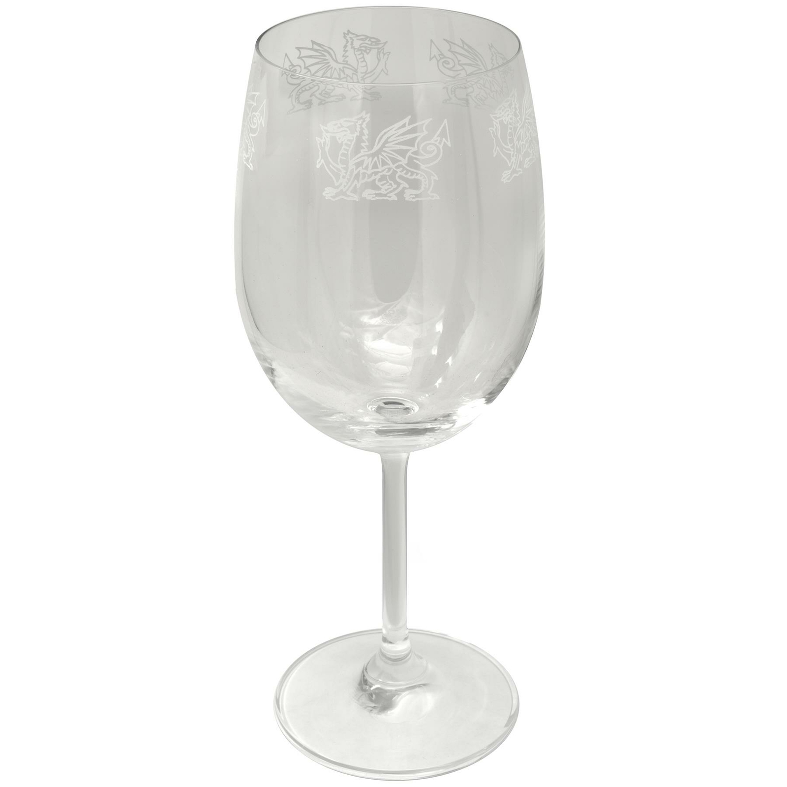 Engraved Wine Glass Welsh Dragon Pattern Drinking Glass Decorated Crystal 350ml