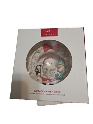 2024 Hallmark Wreath of Memories Porcelain 14k Gold Ornament NIB - Picture 9 of 14
