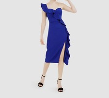 Aidan By Adrianna Papell Women's Blue Royal Knit Crepe Cocktail Dress Size 4