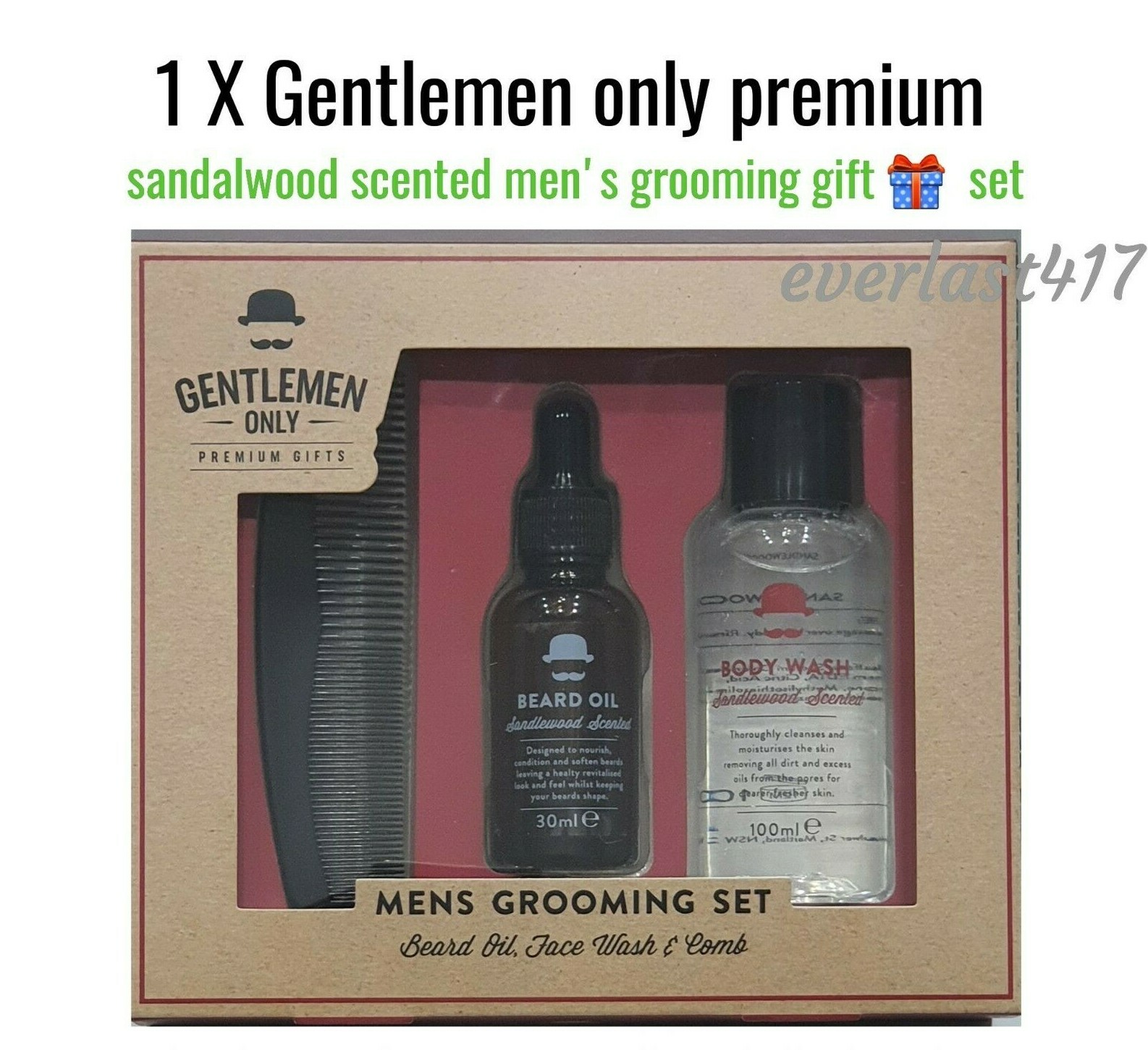 Gentlemen Beard Oil 30ml Body Wash 100ml Comb 3Pcs Gift Set grooming kit