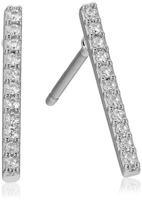 Jules Smith Micro Pave Bar Silver Stud Earrings
