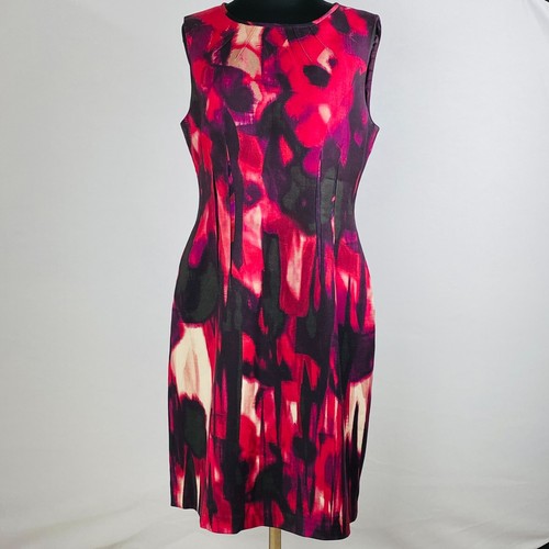Elie Tahari Artsy Watercolor Print Sleeveless Pencil Sheath Dress Women's Sz 10
