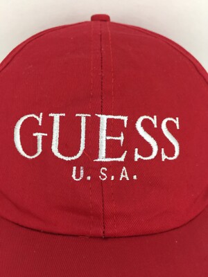 New Guess Faux Suede Embroidered Cap Red Vintage guess usa hat - Gem main image 2