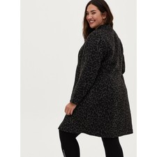 Torrid Gray Black Animal Leopard Print Woolen Lined Coat Jacket Plus Size 6x New