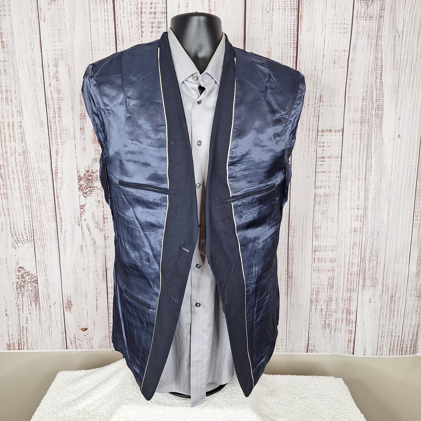 Bespoke Blazer Sportcoat Mens 38R Navy Polyester - image 4